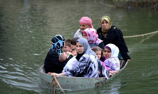 women and children war refugees