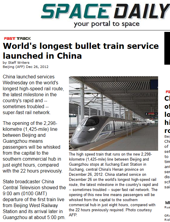 china launches longest bullet train track