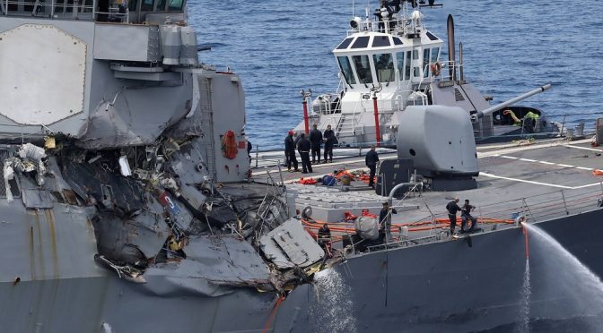 US Destroyer Destroyed by Japanese Container Ship Manned by Filipino Crew